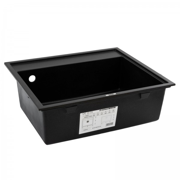 Chiuveta de bucatarie Elefant Premium SHERLIT, Negru metalic 600x500 mm
