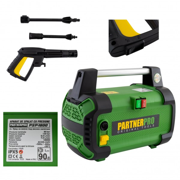 Aparat de spălat cu presiune compact PARTNERPRO PSP-1800, 130 bar, 130 bar