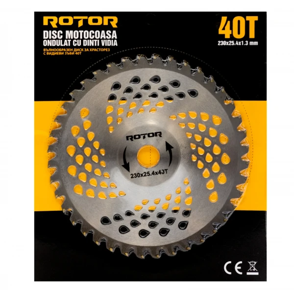 Disc motocoasă Vidia ondulat (tip oală) 230×25,4×1,3 mm 40T ROTOR