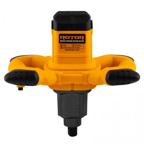 Mixer pentru beton ROTOR RX106, 1400 W, 2 viteze, 0-450 / 0-750 RPM, cu perii, tijă inclusă Mixer pentru beton ROTOR RX106, 1400 W, 2 viteze, 0-450 / 0-750 RPM, cu perii, tijă inclusă