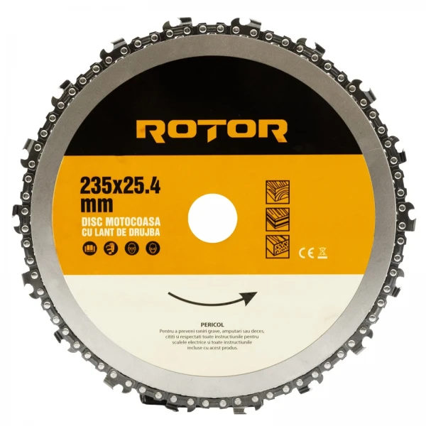 Disc motocoasă cu lanț de drujbă 235x25,4 mm ROTOR Disc motocoasă cu lanț de drujbă 235x25,4 mm ROTOR