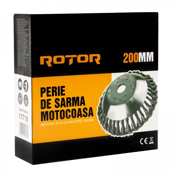 Perie de sârmă motocoasă 200 mm ROTOR