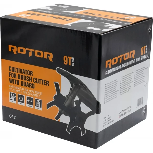 Cultivator pentru motocoasă 9T 28 mm cu apărătoare ROTOR