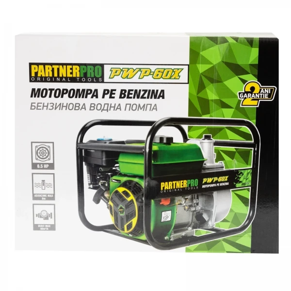 Motopompa / Pompă de apă pe benzină 3" PARTNERPRO PWP60X, 60 m³/h, 6.5 HP , MOTOR 4 TIMPI