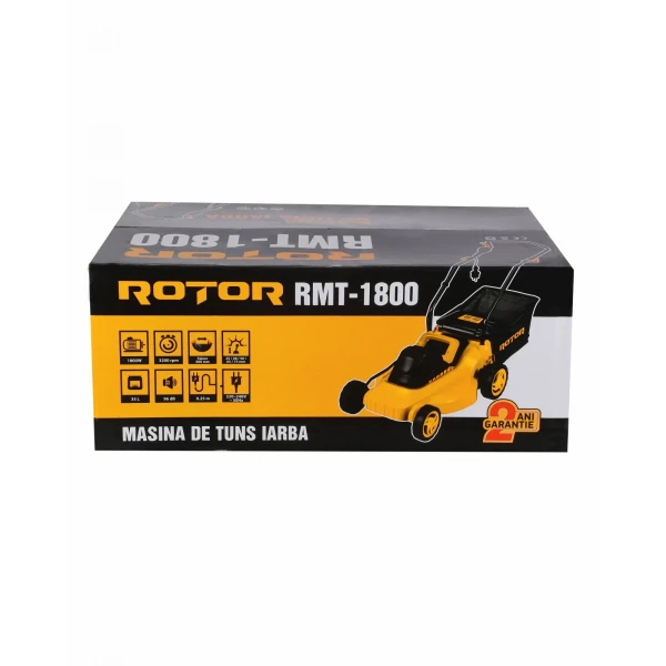 Mașină de tuns iarba ROTOR RMT-1800, 1800W, 35 L, reglaj inaltime pe 5 trepte 25 / 38 / 50 / 65 / 75 mm