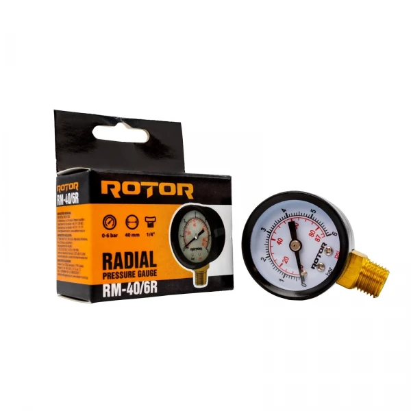 Manometru radial, apa 0-6 bar, 40 mm, conexiune 1/4", ROTOR, RM-40/6R