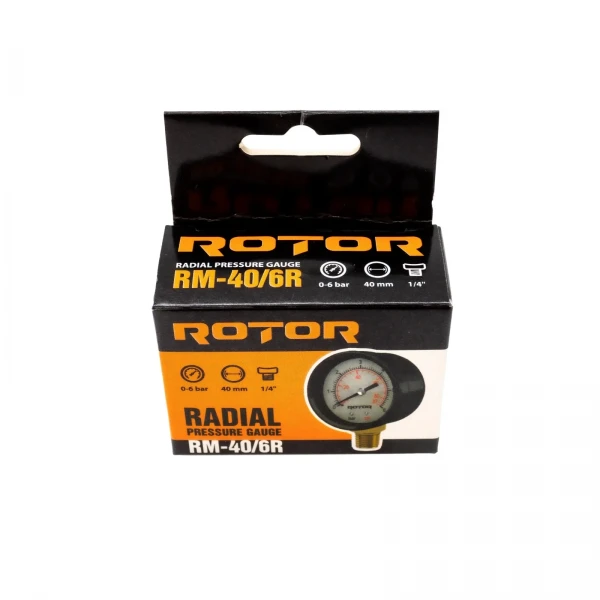 Manometru radial, apa 0-6 bar, 40 mm, conexiune 1/4", ROTOR, RM-40/6R