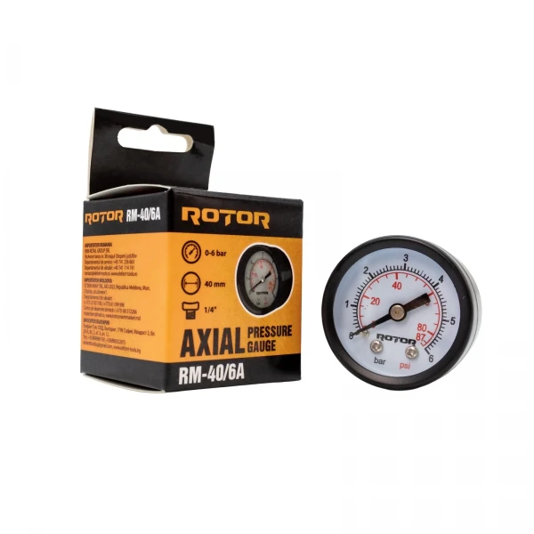 Manometru axial apa 0-6 bar, 40 mm, conexiune 1/4", ROTOR, RM-40/6A