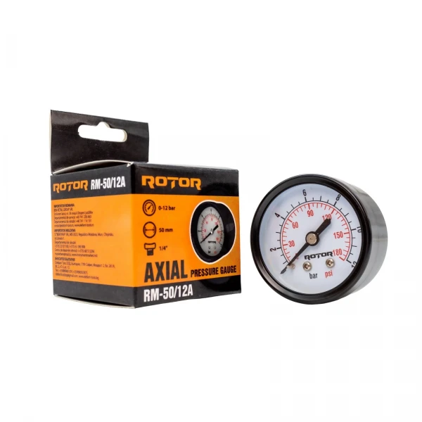Manometru axial apa 0-12 bar, 50 mm, conexiune 1/4", ROTOR , RM-50/12A
