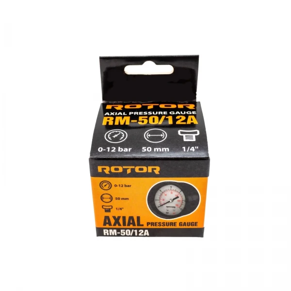 Manometru axial apa 0-12 bar, 50 mm, conexiune 1/4", ROTOR , RM-50/12A