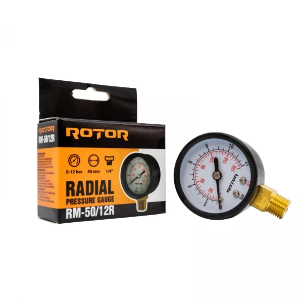 Manometru radial apa 0-12 bar, 50 mm, conexiune 1/4", ROTOR , RM-50/12R