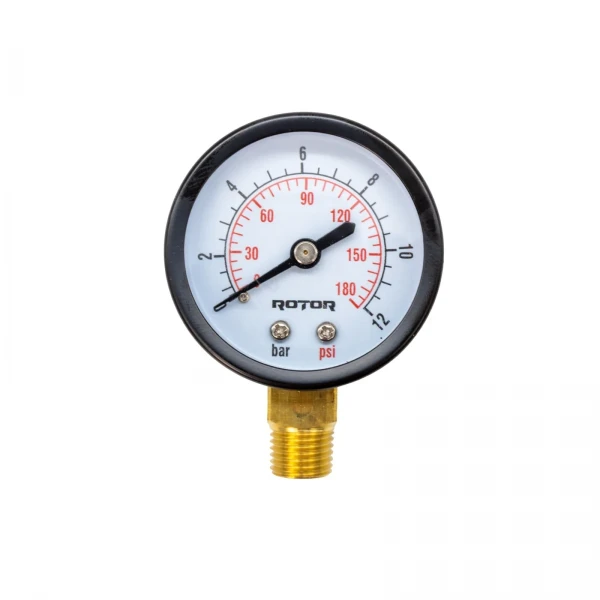Manometru radial apa 0-12 bar, 50 mm, conexiune 1/4", ROTOR , RM-50/12R Manometru radial apa 0-12 bar, 50 mm, conexiune 1/4", ROTOR , RM-50/12R