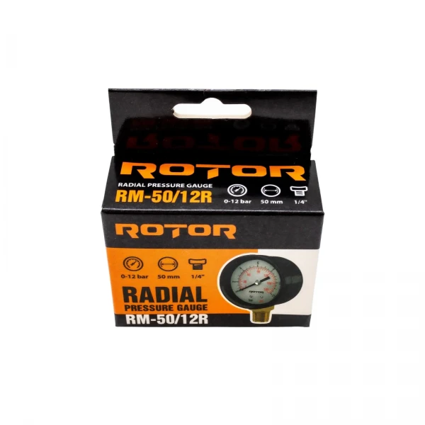 Manometru radial apa 0-12 bar, 50 mm, conexiune 1/4", ROTOR , RM-50/12R