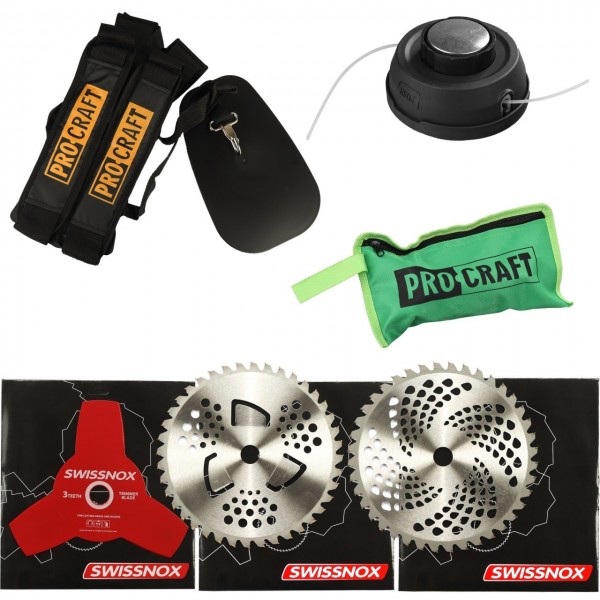 Motocoasa pe benzina Procraft T4350, 2T, 4.8 CP, 9000 rpm, 3 sisteme de taiere , motor 2 timpi