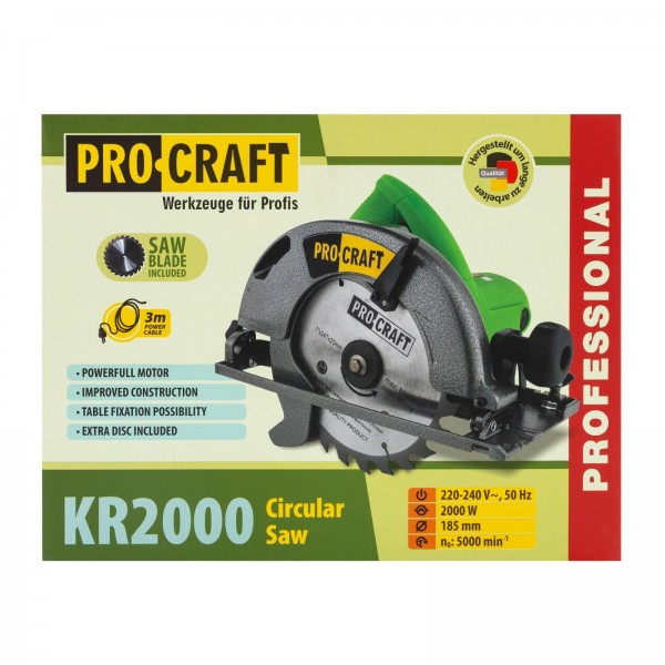 Circular electric de mână Procraft KR 2000, 2 kW, 185 mm, 5000 rot/min