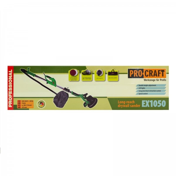 Masina de slefuit pereti girafa Procraft EX1050, 1.05 kW, 800-1750 rotatii, LED, 225 mm, sac colectare