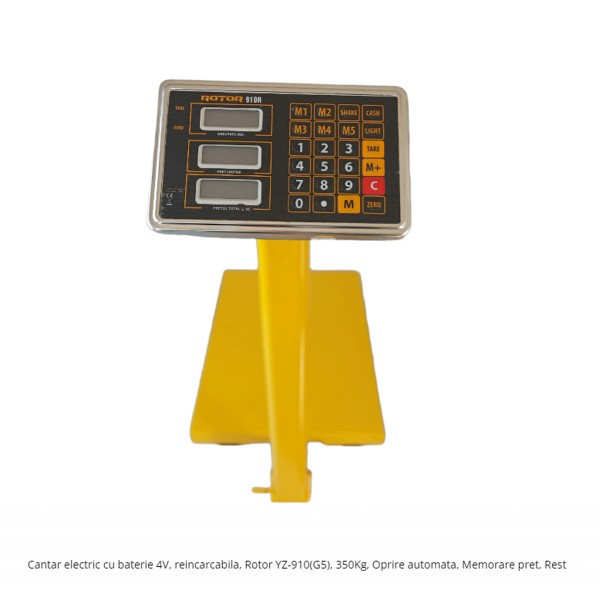 Cantar electric cu baterie 4V, reincarcabila, Rotor YZ-910(G5), 350Kg, Oprire automata, Memorare pret, Rest