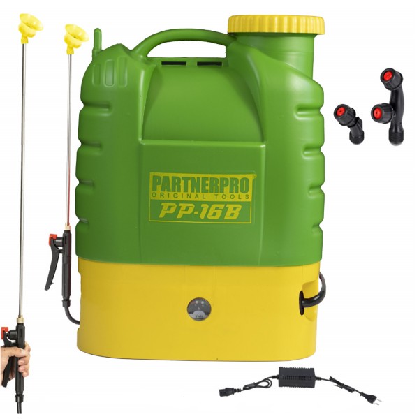 Pompa de stropit cu acumulator 16 Litri , PartnerPro , 12 V , 8 Ah , 620 m2 , tija telescopica , accesorii incluse